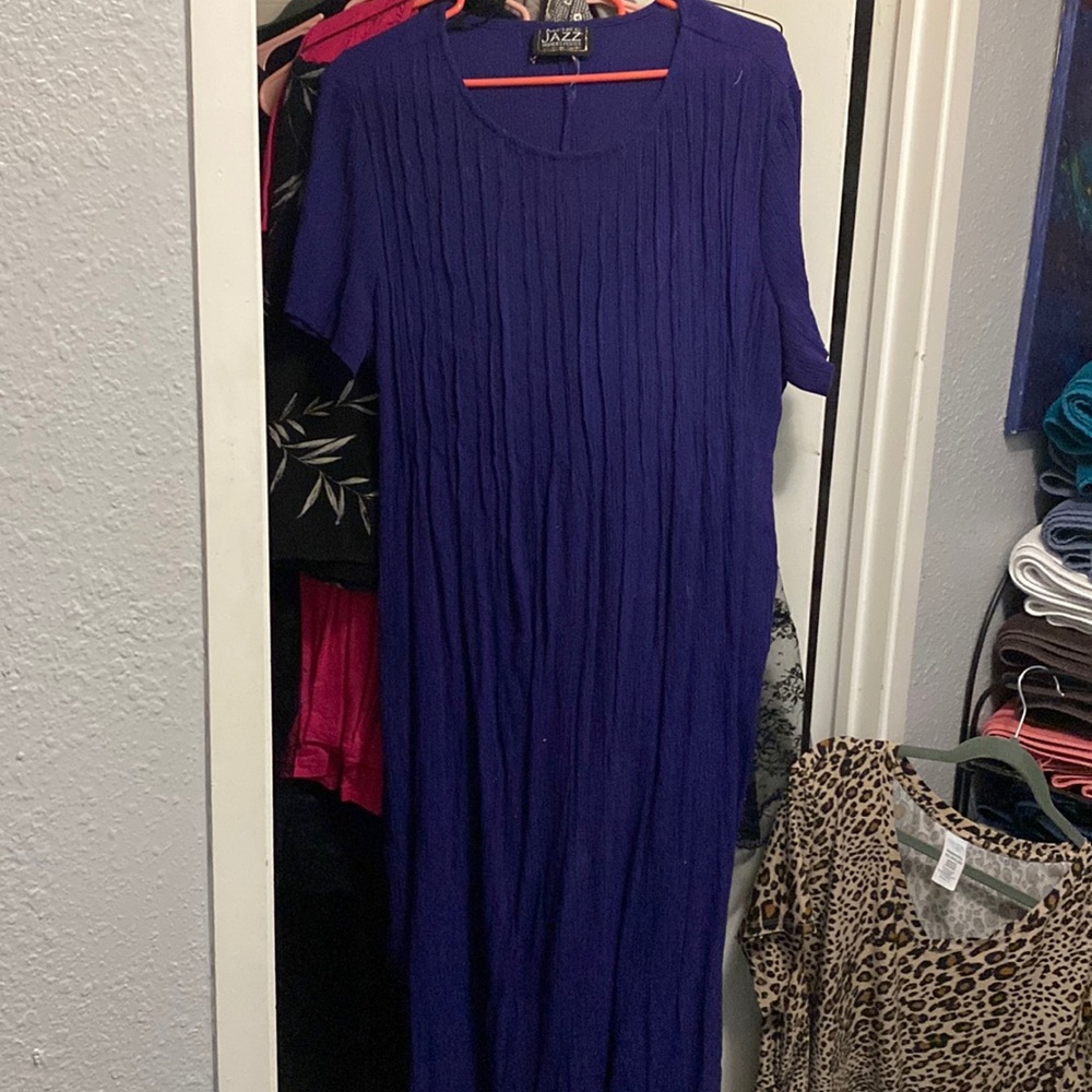 Dark purple crepe/gauze dress.